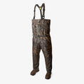 Load image into Gallery viewer, Mossy Oak Original Shadow Grassing camo hunting waders with suspenders on a white background