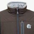 load image into gallery viewer, Gator Waders Studio Bounty Jacket Coffee close up f6 background
