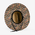 Load image into Gallery viewer, straw hat in old school camo brim view