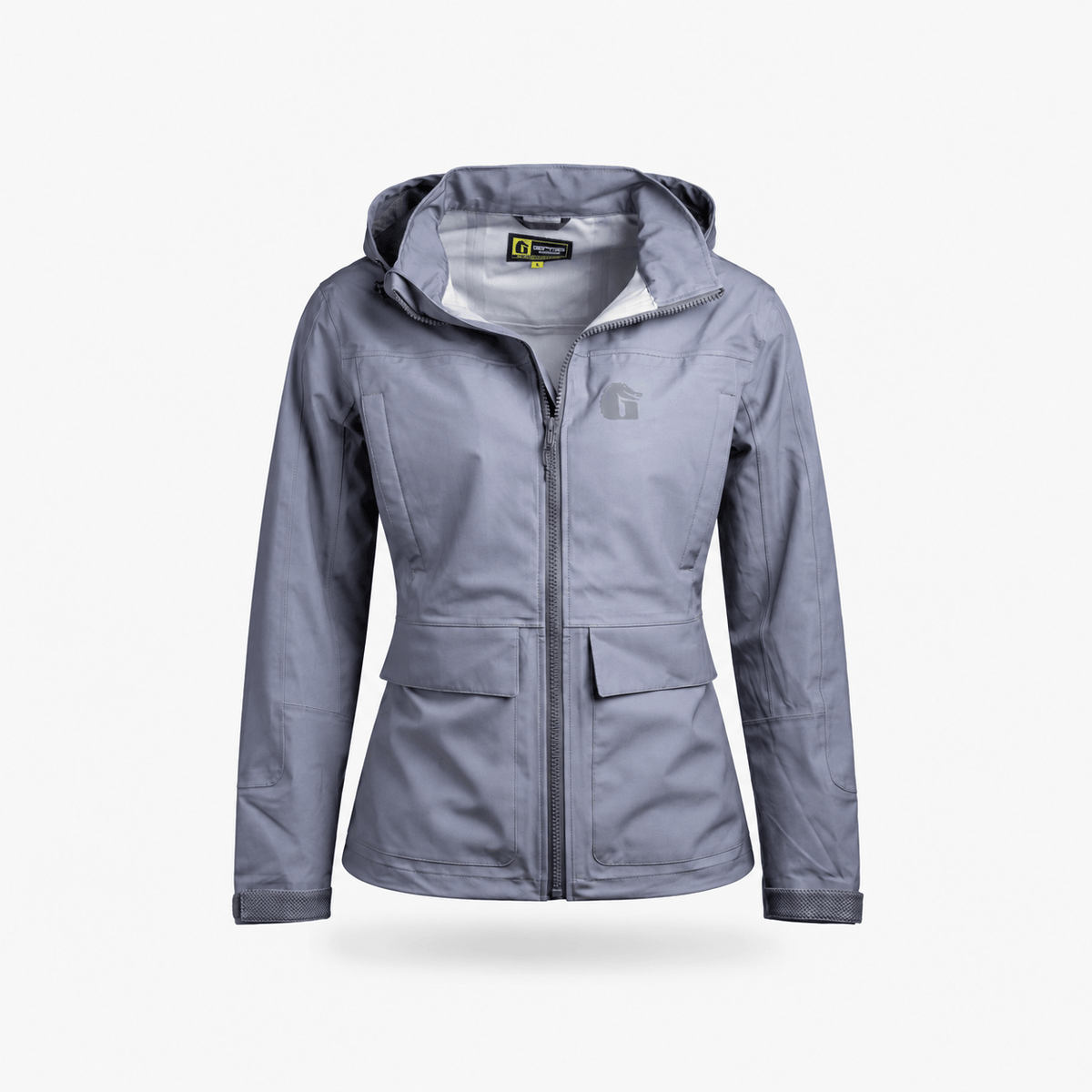 Fitted grey jacket with open collar 2 1