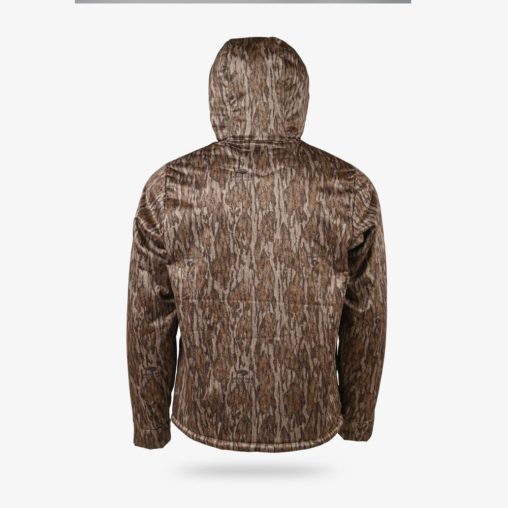 mens highball hoodie in Mossy Oak Bottomland - back view