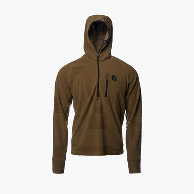 Waypoint Grid Fleece 1/2 Zip Hoodie | Mens - Coyote