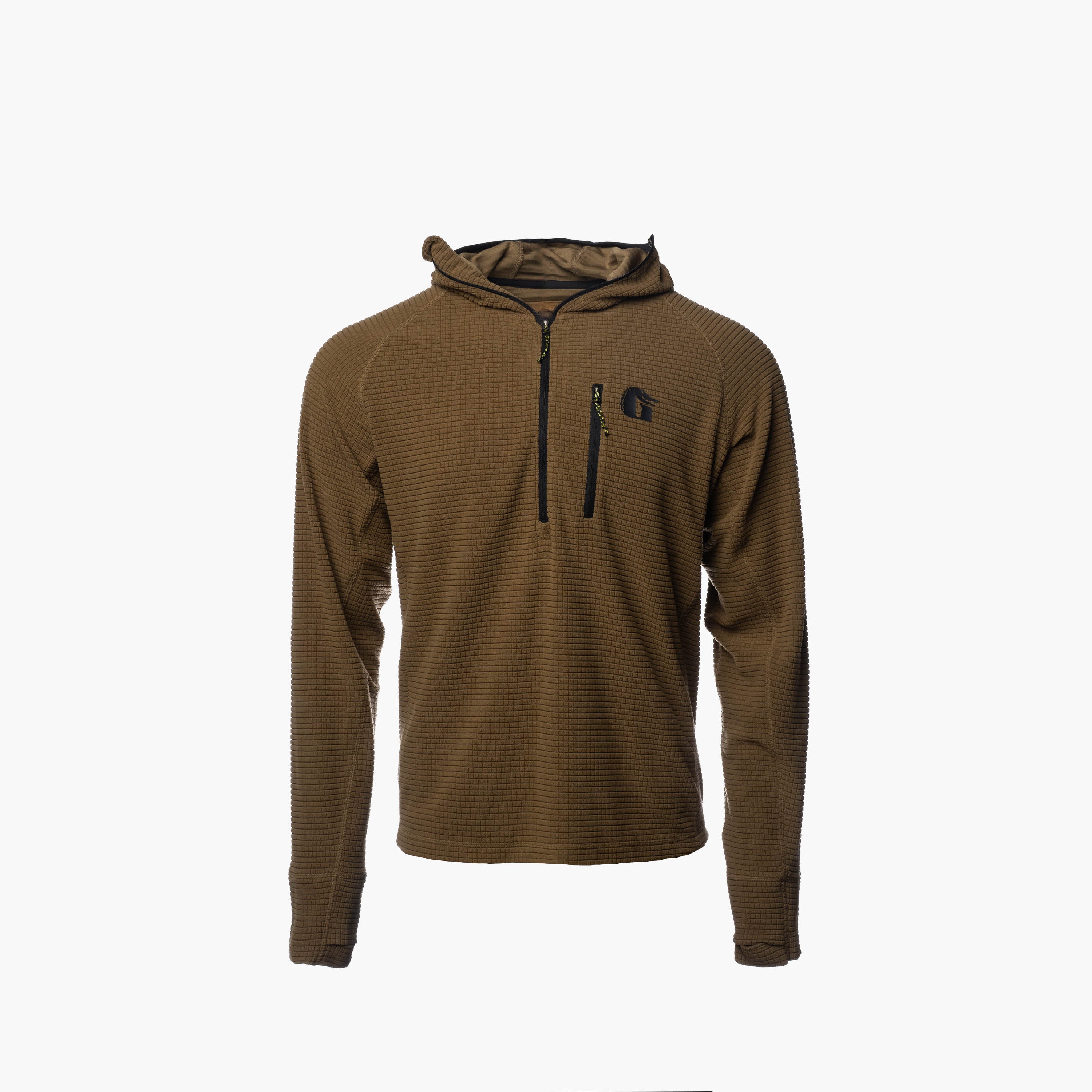 Waypoint Grid Fleece 1/2 Zip Hoodie | Mens - Coyote – Gator Waders