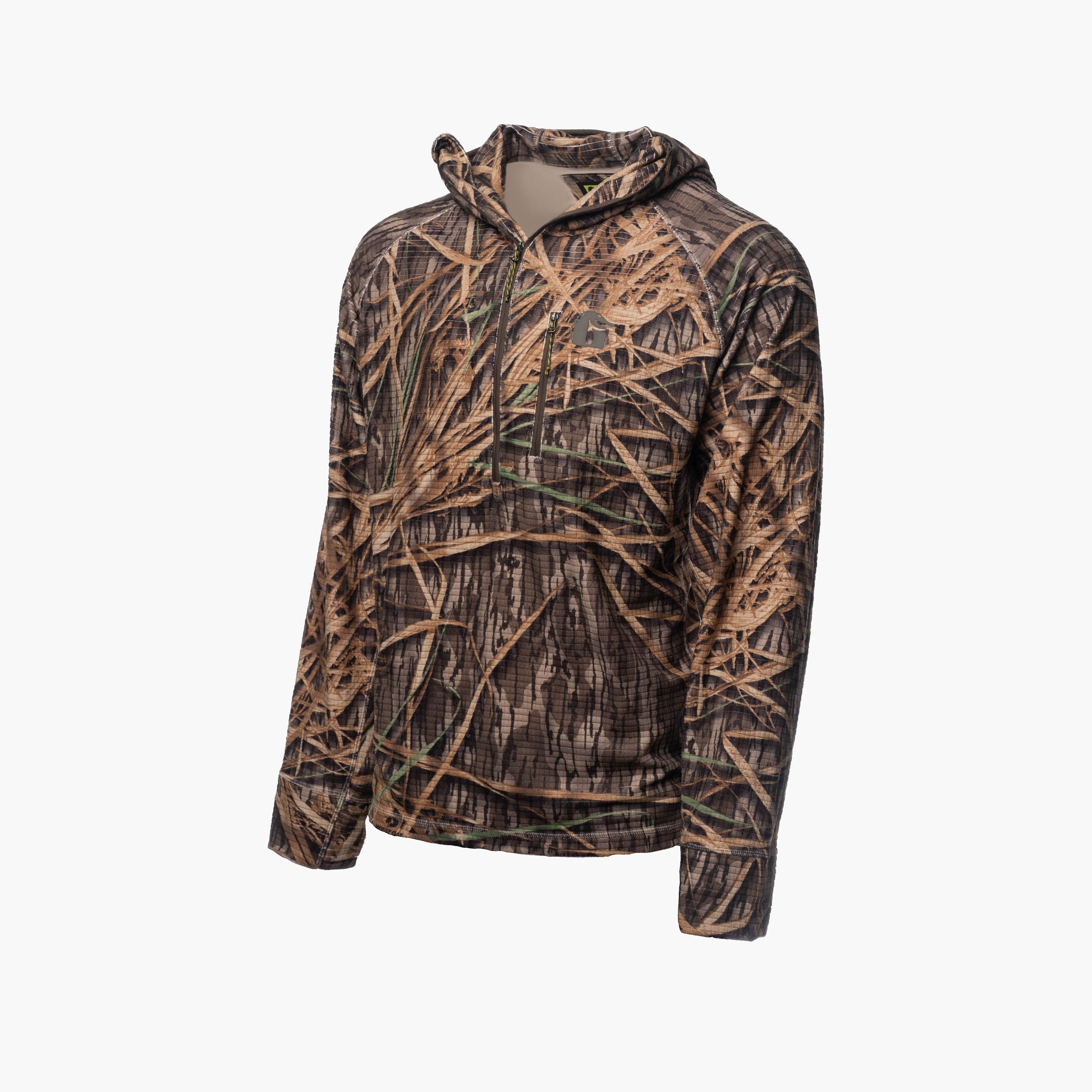 Waypoint Grid Fleece 1/2 Zip Hoodie | Mens - Mossy Oak Original
