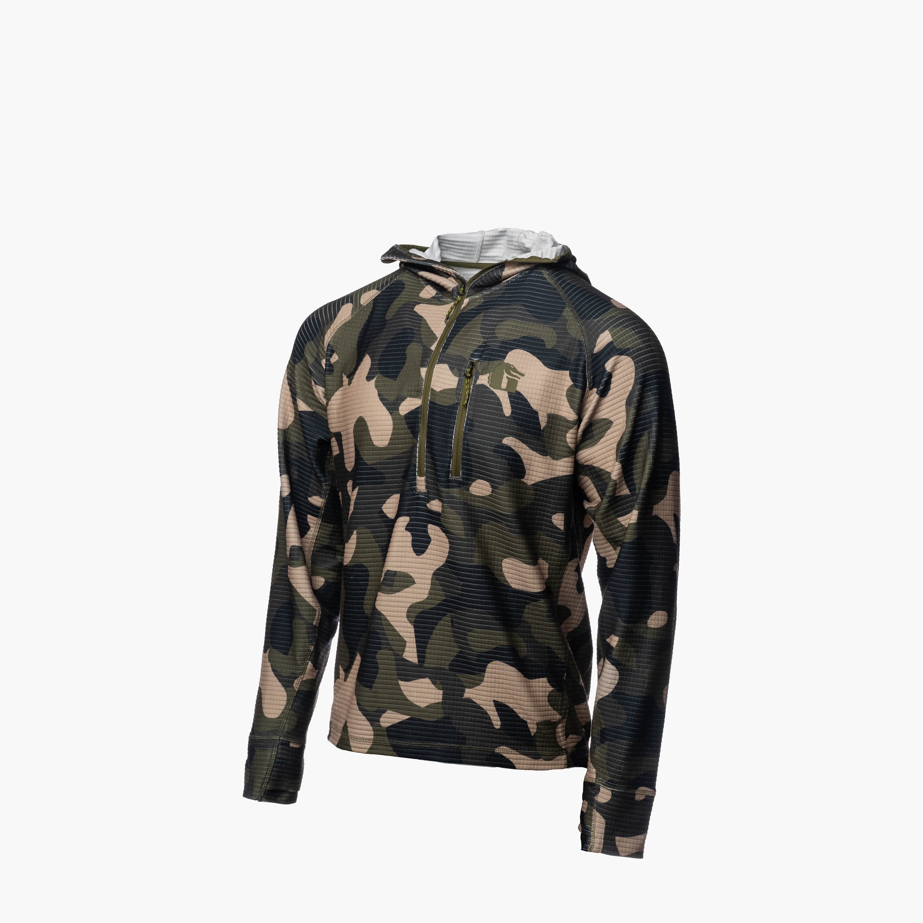 Waypoint Grid Fleece 1/2 Zip Hoodie | Mens - Woodland – Gator Waders