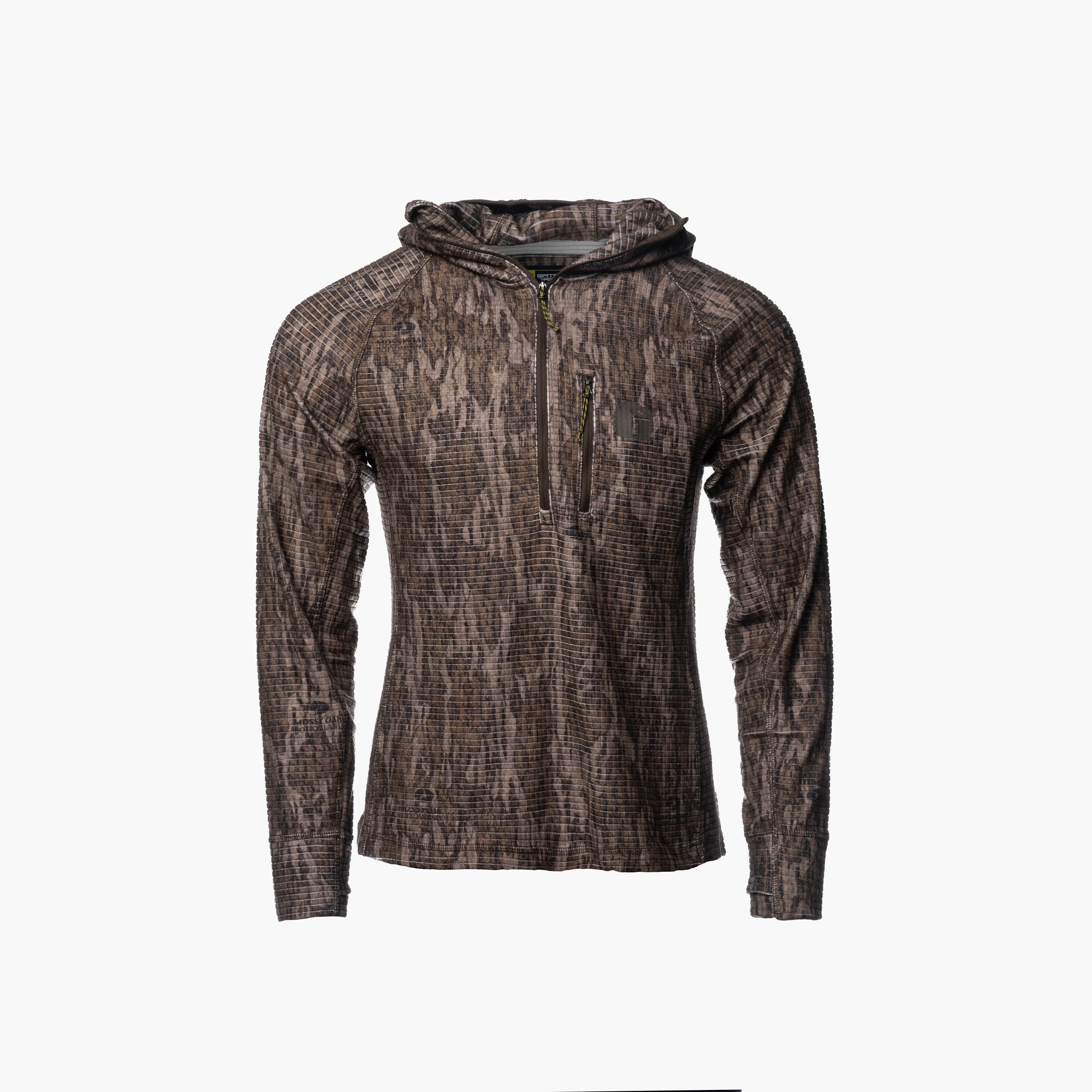 Waypoint Grid Fleece 1/2 Zip Hoodie | Mens - Mossy Oak Bottomland
