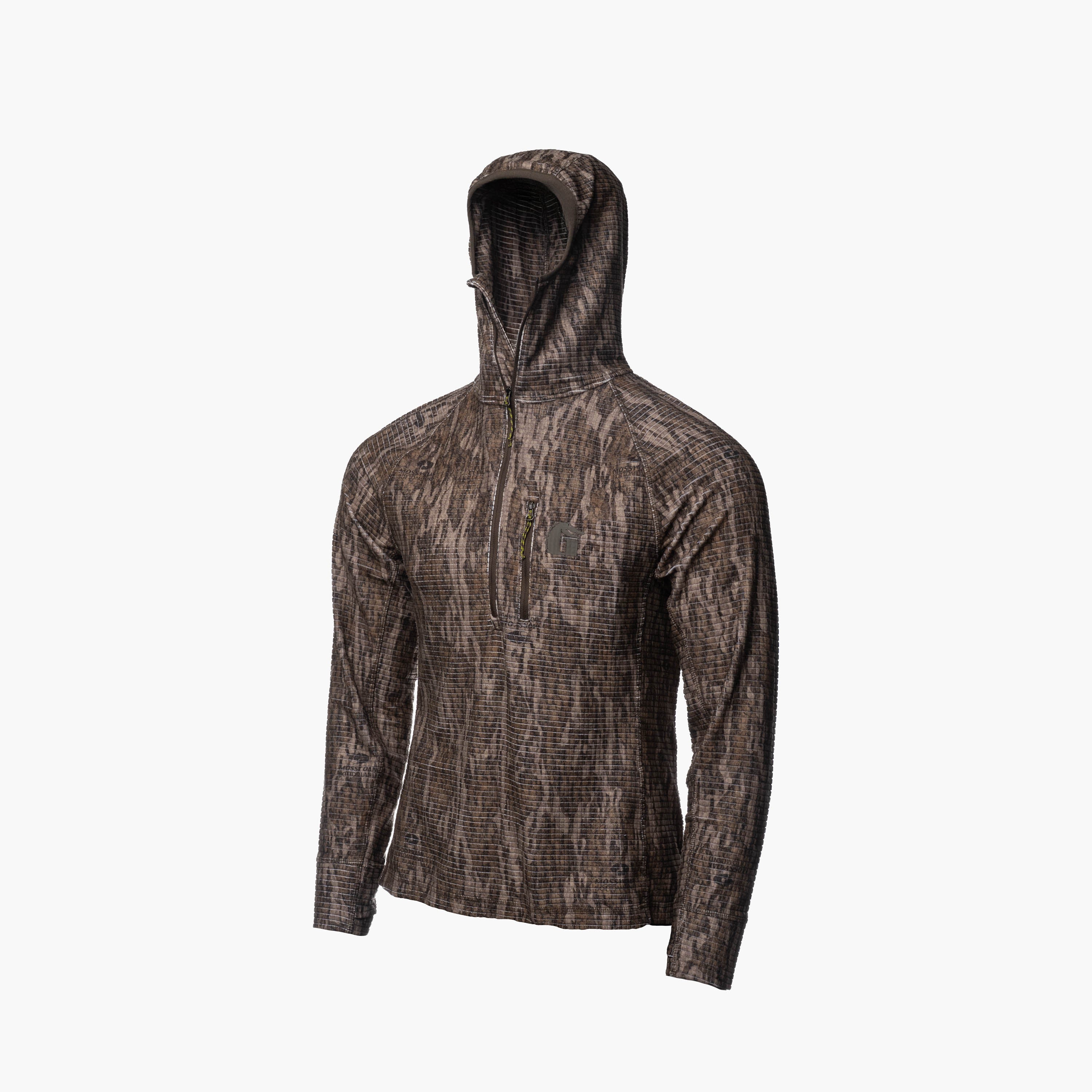 Waypoint Grid Fleece 1/2 Zip Hoodie | Mens - Mossy Oak Bottomland
