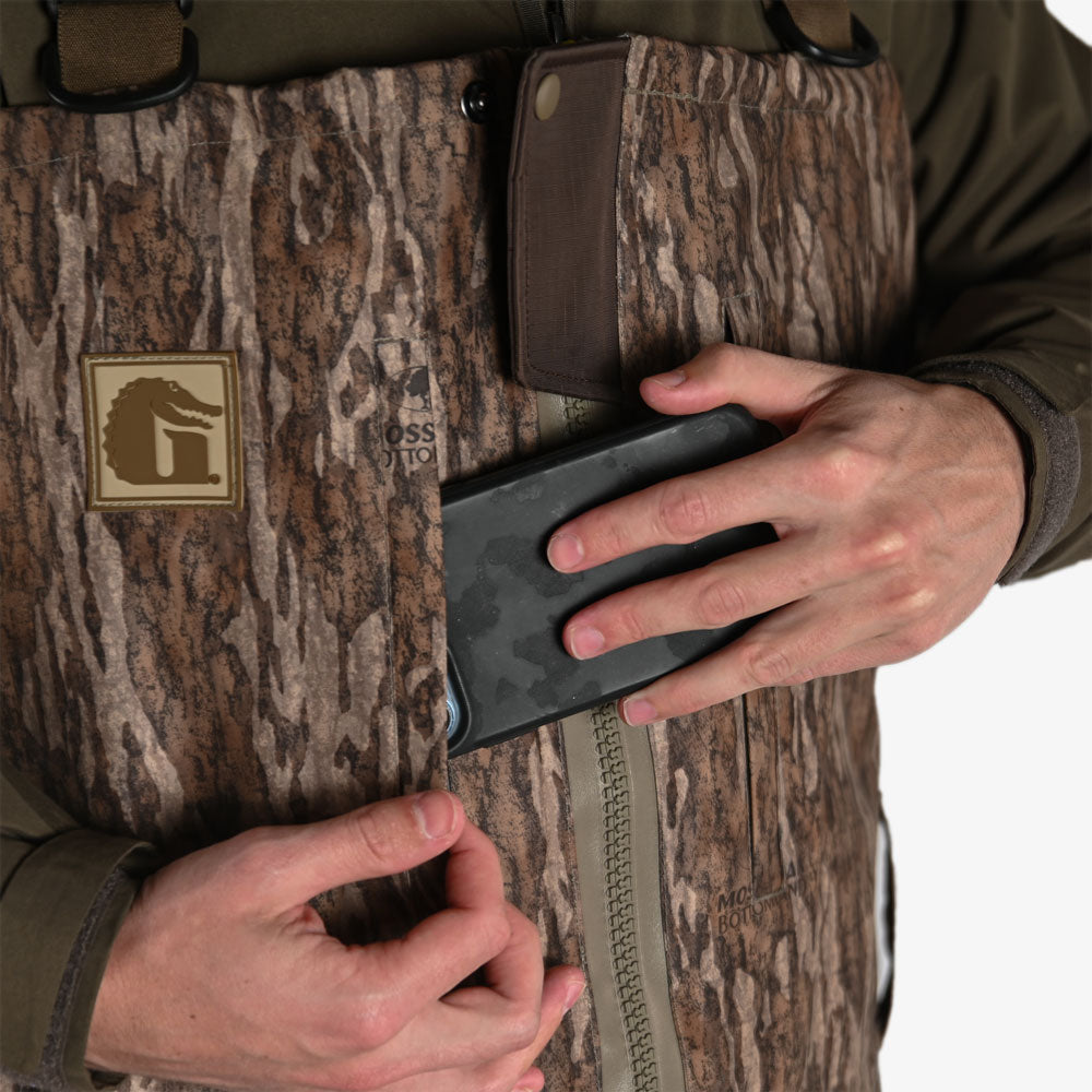 Omega Uninsulated Zip Waders | Mens - Mossy Oak Bottomland – Gator