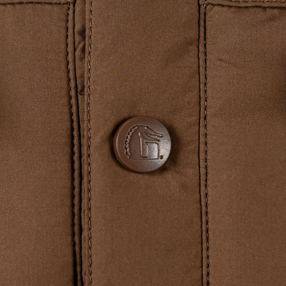 mens insulated snap shirt - chesapeake brown - snap view