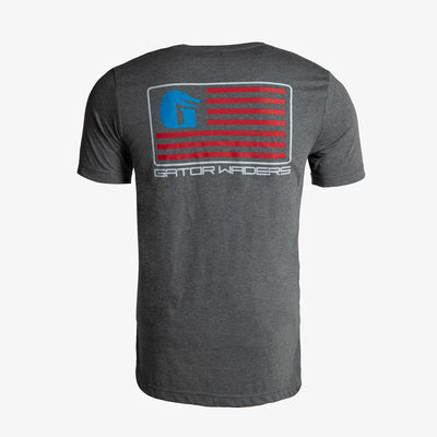 Flag Graphic Tee - Heather Charcoal Grey - Back View